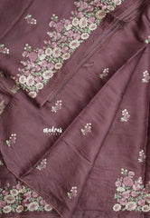 Mulberry Mist - Soft Muslin Silk with Floral Ebroidery