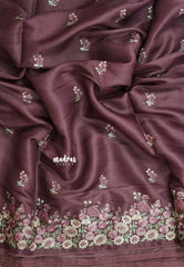 Mulberry Mist - Soft Muslin Silk with Floral Ebroidery