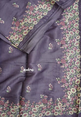 Moonlit Lavender - Soft Muslin Silk with Floral Ebroidery