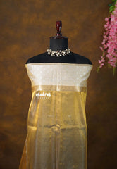 Golden glam  - Soft Organza Tissue Silk with Buttas in Border - Perfect for Festive Wear