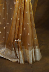 Golden glam  - Soft Organza Tissue Silk with Buttas in Border - Perfect for Festive Wear