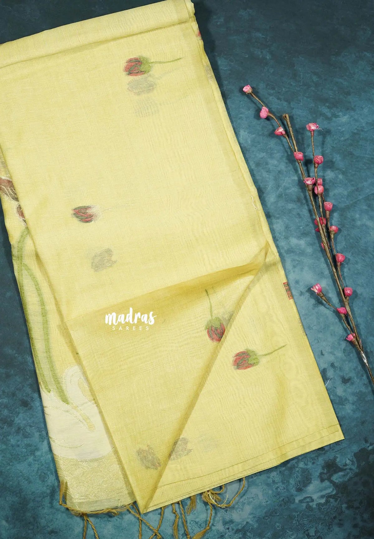 Gentle Yellow Charm - Soft Organza silk with pichwai lotus weaving saree