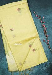 Gentle Yellow Charm - Soft Organza silk with pichwai lotus weaving saree