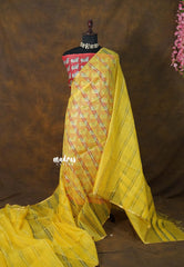Mustard Yellow - Surabhi  - Soft Organza silk with stripes weaving with Double Blouse Combo - Best for Small Functions