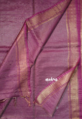Magenta Purple - Soft Tissue Khadi Zari Border with Buttas - Best for Evening Functions