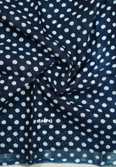Indigo Blue - Soft linen cotton with feather prints