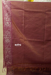 Dual Shade Berry Wine - Soft Tissue Silk with Bandini Block Prints and 3D weaving Border