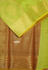 Dual Shade Pretty Parrot Green - Soft jute banarasi with full weaving buttas and border - Best for Wedding Functions
