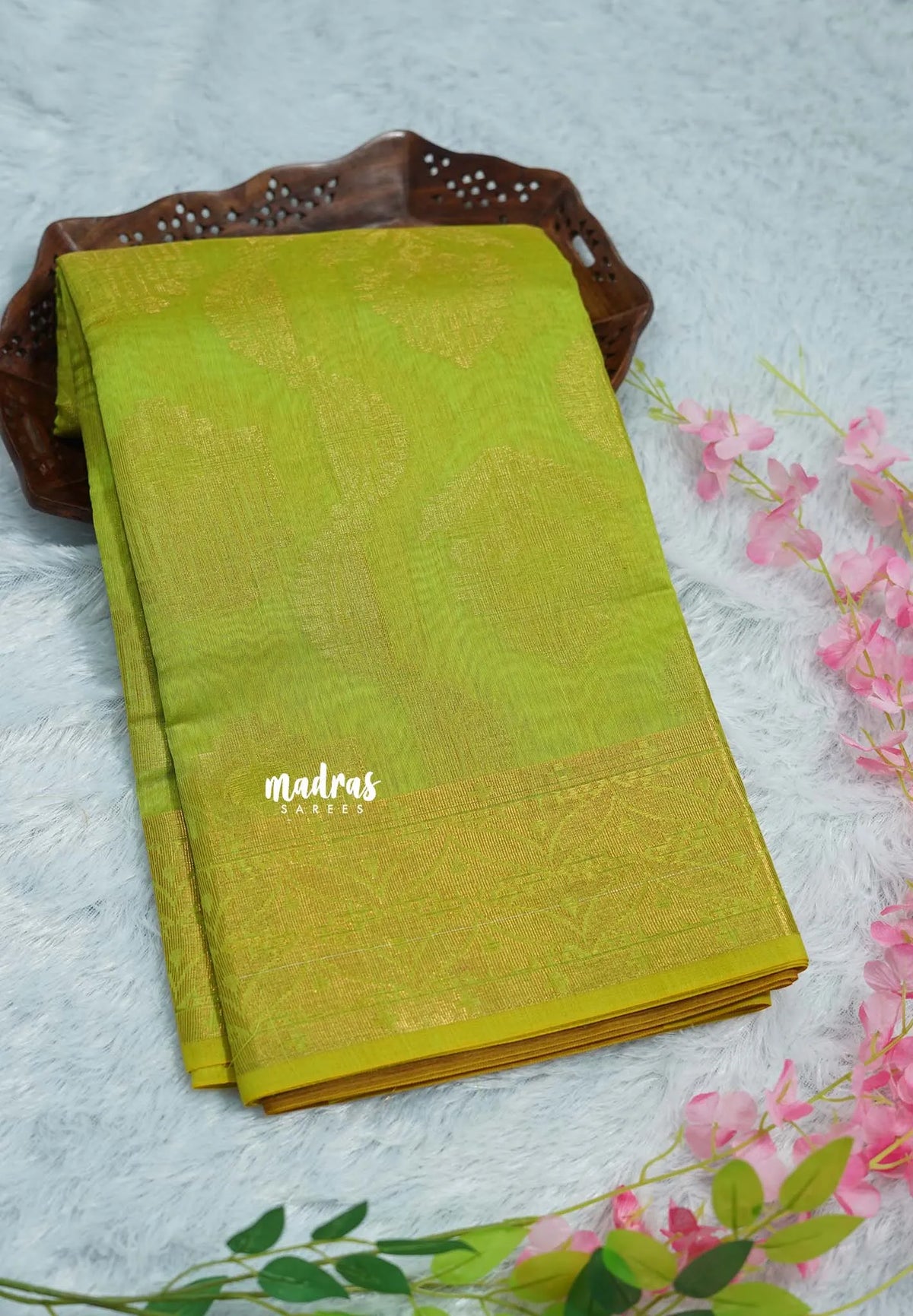 Dual Shade Pretty Parrot Green - Soft jute banarasi with full weaving buttas and border - Best for Wedding Functions