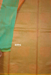 Dual Shade Emerald Mist - Soft jute banarasi with sculpture motives - Best for Wedding Functions