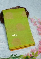 Dual Shade Pretty Parrot Green - Soft jute banarasi with sculpture motives - Best for Wedding Functions