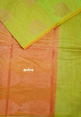 Dual Shade Pretty Parrot Green - Soft jute banarasi with sculpture motives - Best for Wedding Functions