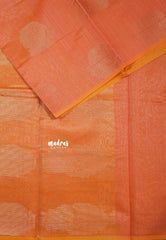 Dual Shade Candle Light Peach - Soft jute banarasi with sculpture motives - Best for Wedding Functions