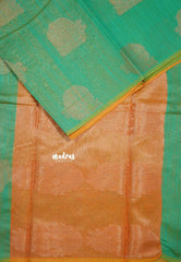 Dual Shade Emerald Mist - Soft jute banarasi with sculpture motives - Best for Wedding Functions
