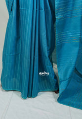 Teal Blue - Khadi Silk Saree with Stripes Weaving - Best for Office Wear | Casual Wear