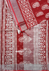 Dark Red - Soft linen cotton with mango prints