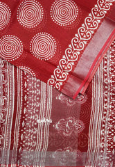 Dark Red - Soft linen cotton with spiral prints