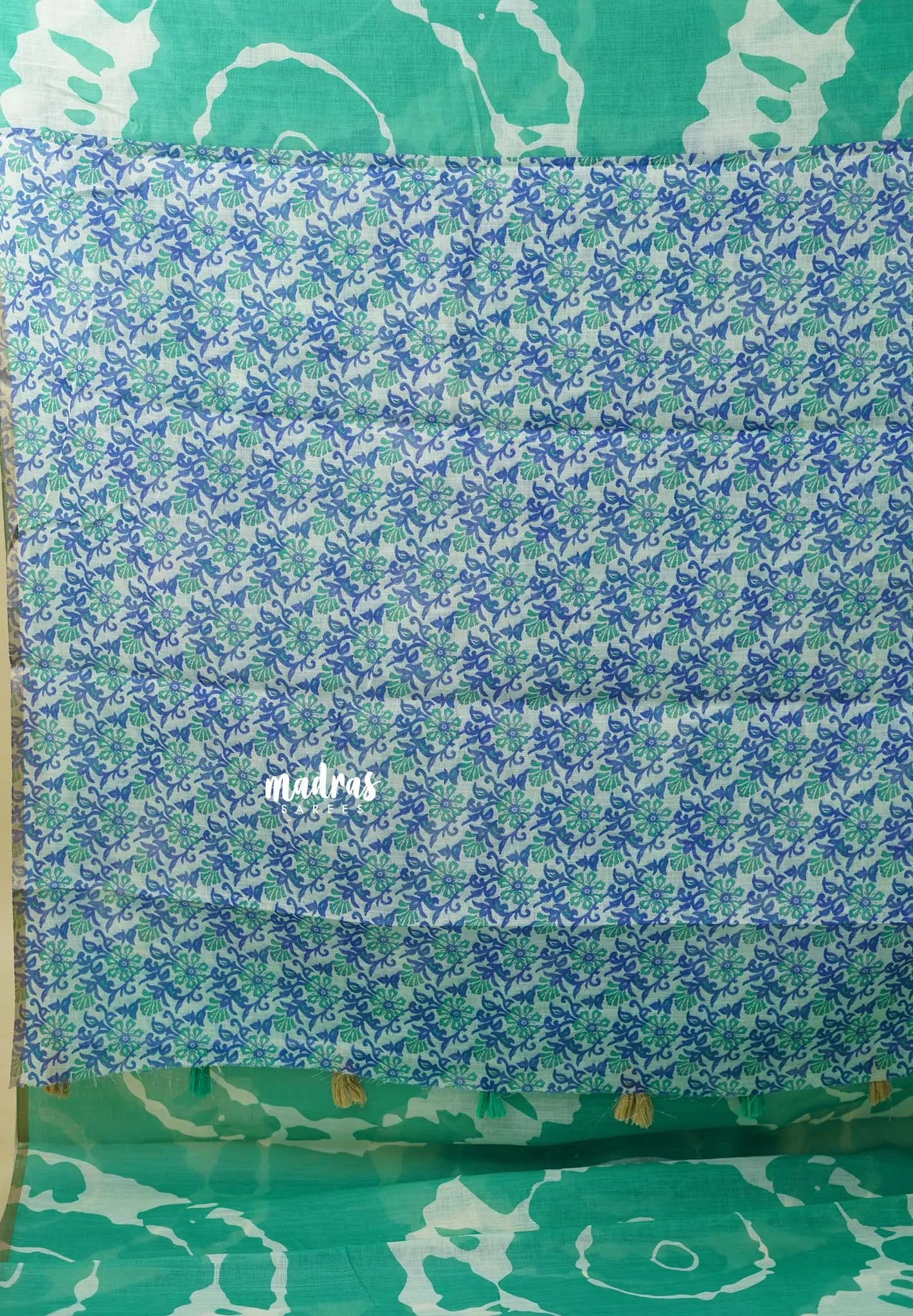 Jade Green - Soft linen cotton saree with  Shibori Pritns