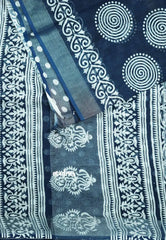 Indigo Blue - Soft linen cotton with spiral prints