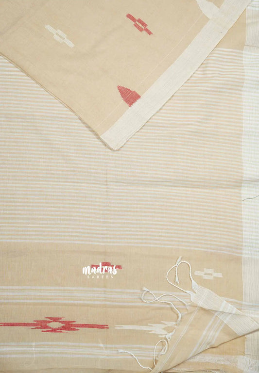 Beige - Baby Soft mul cotton with weaving buttas