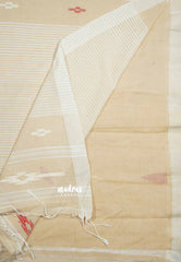 Beige - Baby Soft mul cotton with weaving buttas
