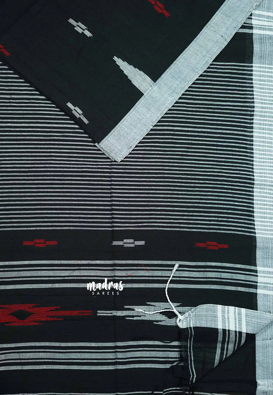Black - Baby Soft mul cotton with weaving buttas