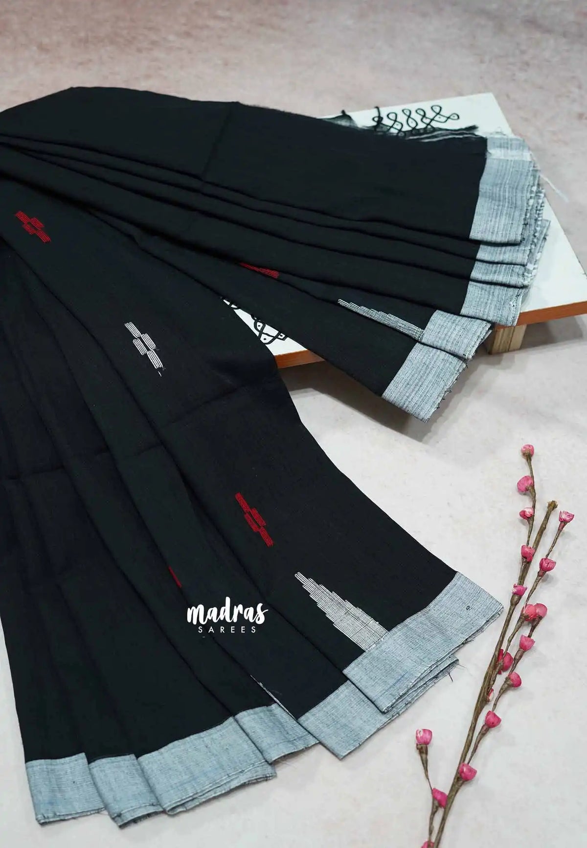 Black - Baby Soft mul cotton with weaving buttas