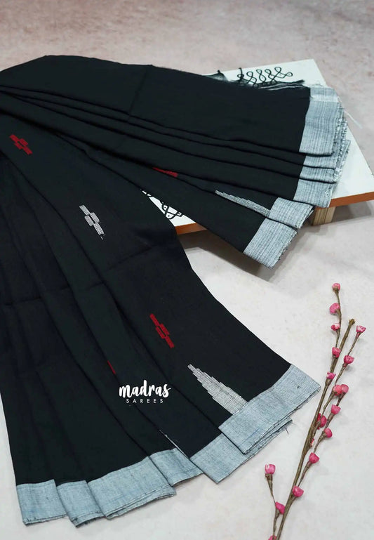 Black - Baby Soft mul cotton with weaving buttas