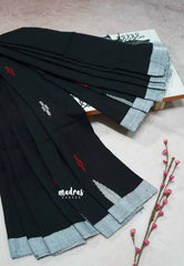 Black - Baby Soft mul cotton with weaving buttas