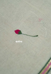 Ivory Cream - Soft Mul Cotton Saree with Devine Lotus Embroidery work without blouse - Perfect for Office Wear