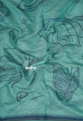 Sea Green - Soft Muslin Cotton with Butterfly Weaving and Tiny Border - Perfect for Office Wear