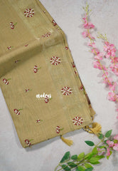 Sandal Beige - Soft Muslin Silk with Floral Thread Weaving Buttas - Perfect for Office Wear