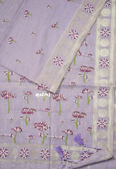 Lavender Glow - Soft Muslin Silk with Floral Thread Weaving Buttas - Perfect for Office Wear
