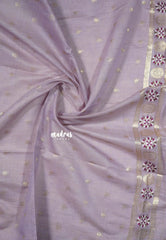 Lavender Glow - Soft Muslin Silk with Floral Thread Weaving Buttas - Perfect for Office Wear