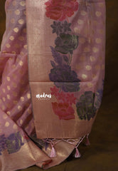 Mauve Pink - Muslin Silk with Full Flower Weaving  - Perfect for Festive Wear