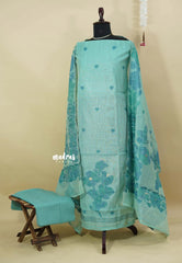 Amitha –  Seafoam Blue Soft muslin silk with thread weaving work dupatta