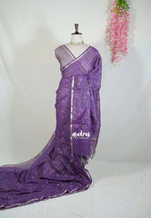 Lavender Purple - Soft Muslin Silk Saree with Tissue Blend and Petite Embroidery | Elegant Office Wear Saree