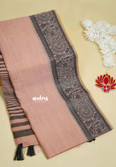 Peach - Premium Soft Slub Cotton with Warli Weaving Border