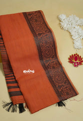 Orange - Premium Soft Slub Cotton with Warli Weaving Border