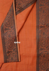 Orange - Premium Soft Slub Cotton with Warli Weaving Border