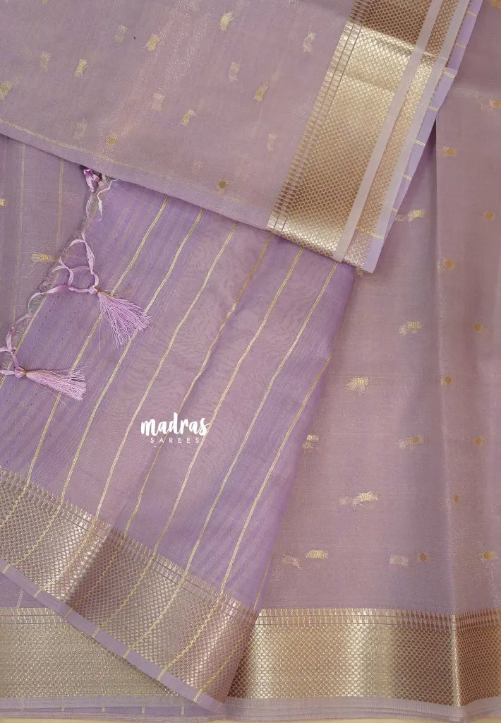 Pastel Lavender - ANJALI - Soft Tissue linen Saree with Zari Border