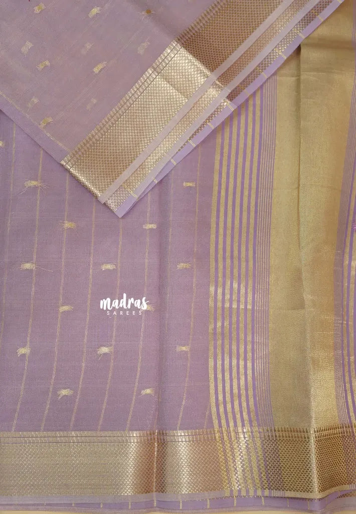 Pastel Lavender - ANJALI - Soft Tissue linen Saree with Zari Border