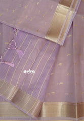 Pastel Lavender - ANJALI - Soft Tissue linen Saree with Zari Border