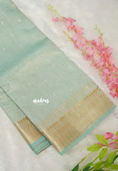Pastel Sea Green - ANJALI - Soft Tissue linen Saree with Zari Border