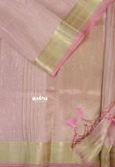 Pastel Pink - ANJALI - Soft Tissue linen Saree with Zari Border