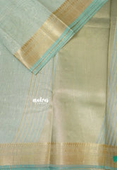 Pastel Sea Green - ANJALI - Soft Tissue linen Saree with Zari Border