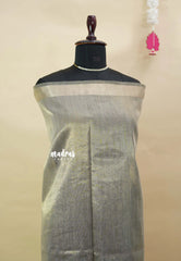 Silver Grey - Soft tissue silk with pen kalamkari patch work