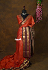 Rust Orange - Sowbhagya Gift silk – Soft Silk Elegance Saree with muthukattam body Rettapet Border Rich Pallu and Blouse - Perfect for wedding | Anniversary gift | Viral color combo