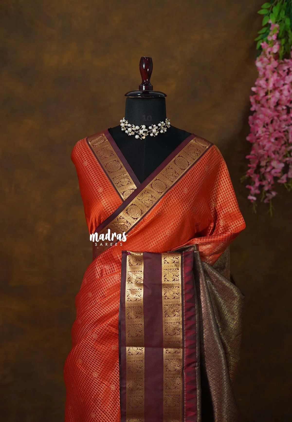 Rust Orange - Sowbhagya Gift silk – Soft Silk Elegance Saree with muthukattam body Rettapet Border Rich Pallu and Blouse - Perfect for wedding | Anniversary gift | Viral color combo
