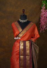 Rust Orange - Sowbhagya Gift silk – Soft Silk Elegance Saree with muthukattam body Rettapet Border Rich Pallu and Blouse - Perfect for wedding | Anniversary gift | Viral color combo